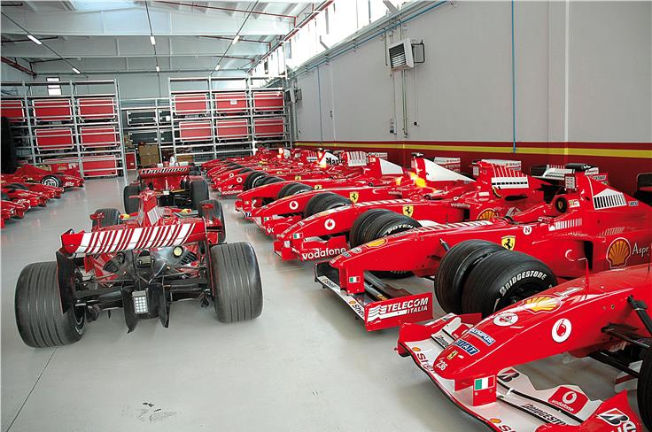 The Corsa Clienti F1 cars storage room.